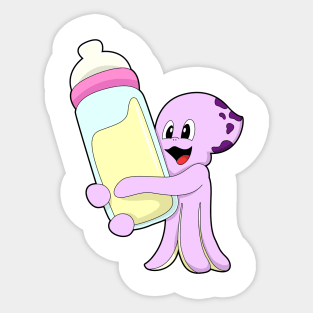 Octopus with Baby bottle Milk Sticker